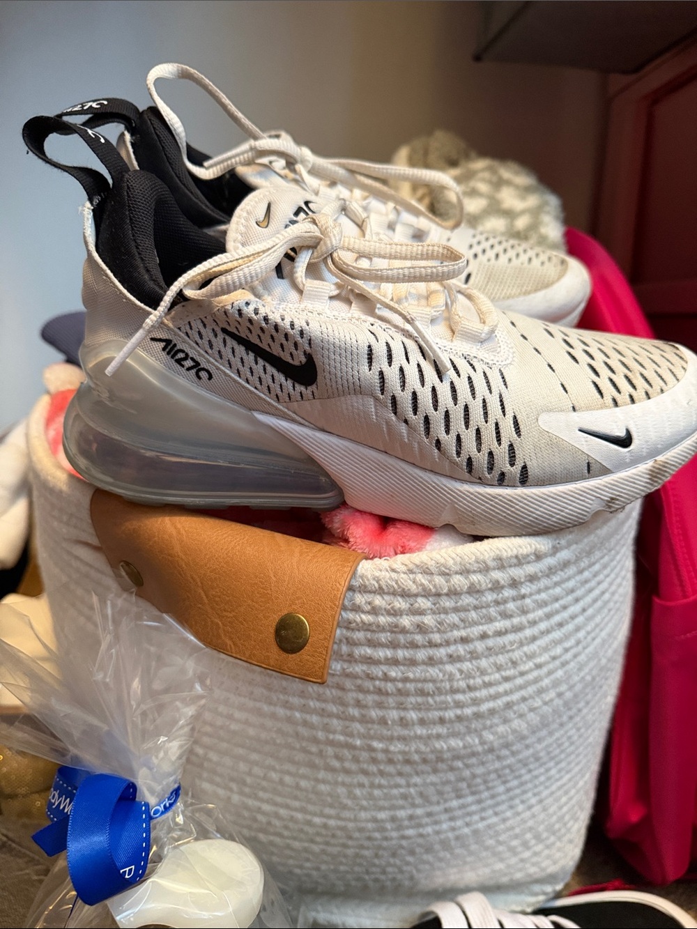 Nike Kids White and Black Air Max 270-Style Sneakers